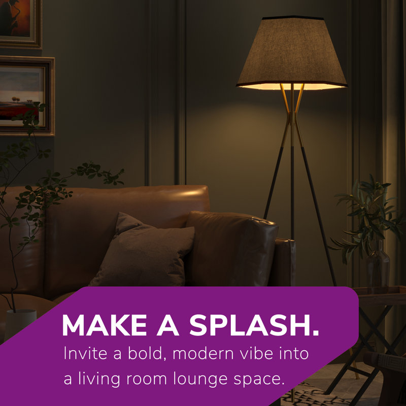 Inlight 65" Black and Gold Metal Tripod Floor Lamp