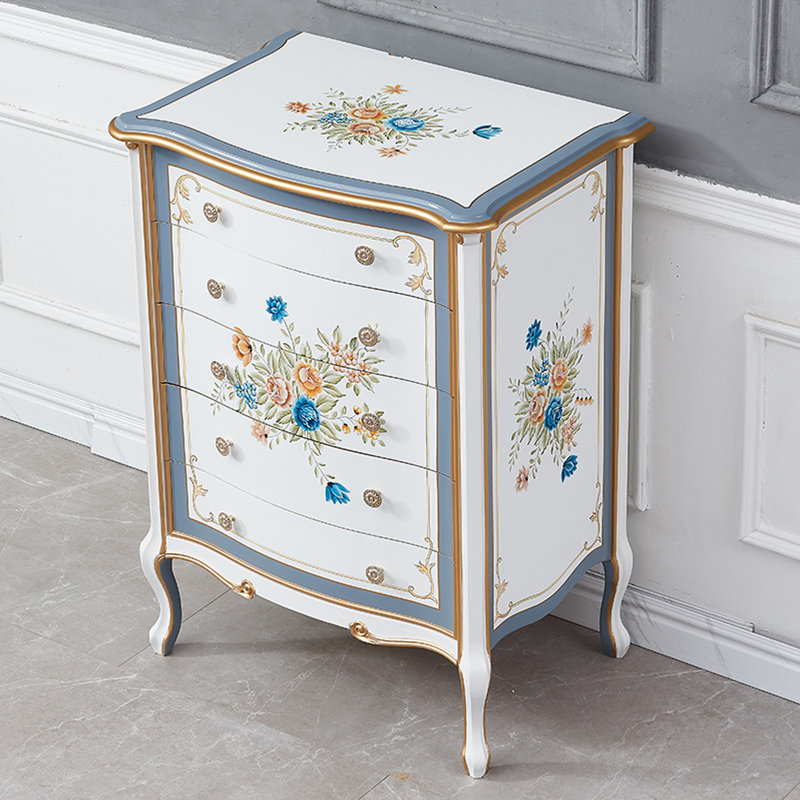 Modern Hand-Painted Five-Drawer Accent Chest