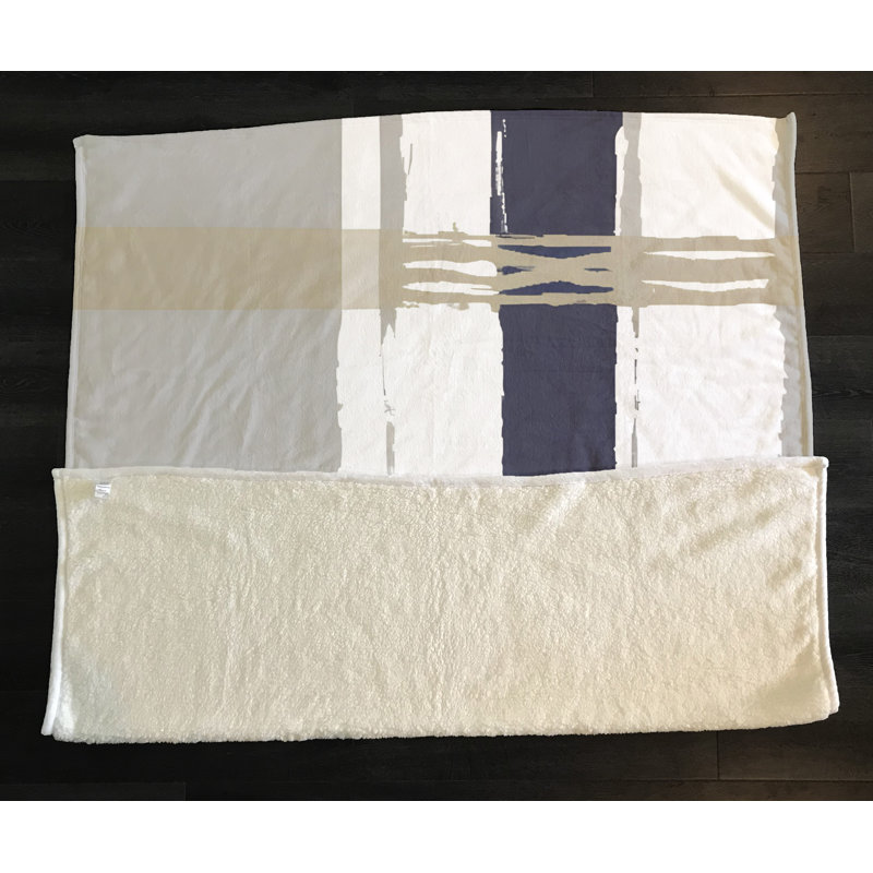 Throw Blanket, 51" W x 60" L, Striped/Abstract, Tan/Gray/White