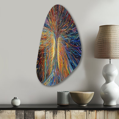 «The Energy Of Mystical Radiant Tree I - Landscape Trees Fall Shape Assymterical», art mural en métal