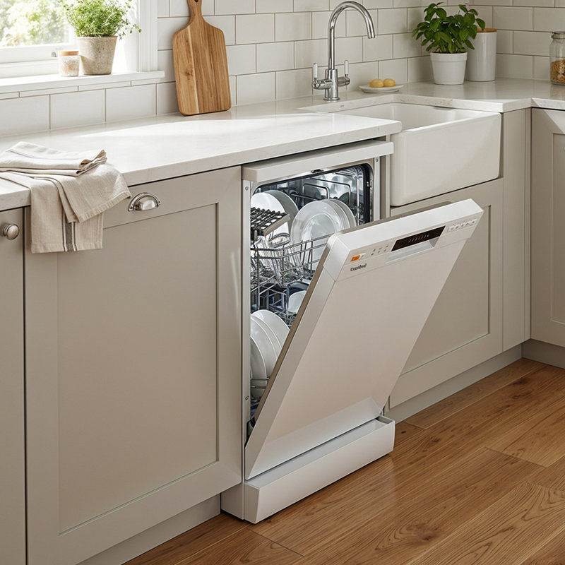 White Freestanding Dishwasher with 10 Place Settings & 6 Washing Programs
