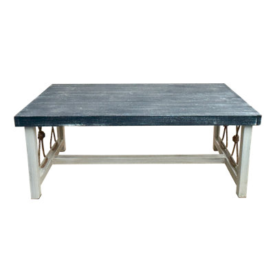 COTTAGE/STAIN IRON RECTANGLE COFFEE TABL WITH KNOTTED ROPE DESIGN ON ENDS