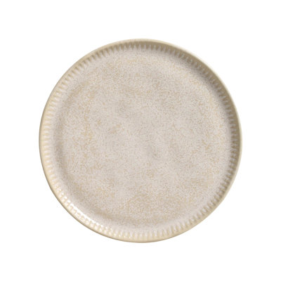 Linhas Latte Dessert Plate 8.46" Ceramic Stoneware - Microwave, Oven, and Dishwasher Safe, by Porto Brasil