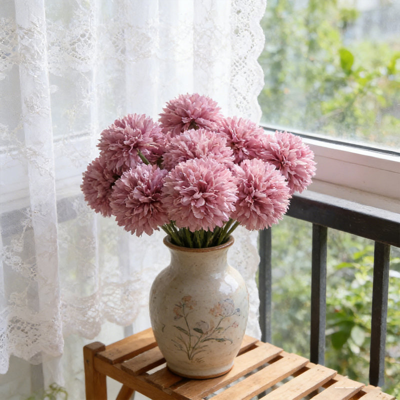 Paquet de 12 fleurs artificielles de chrysanthème - Vraies fleurs artificielles pour vase, Purple