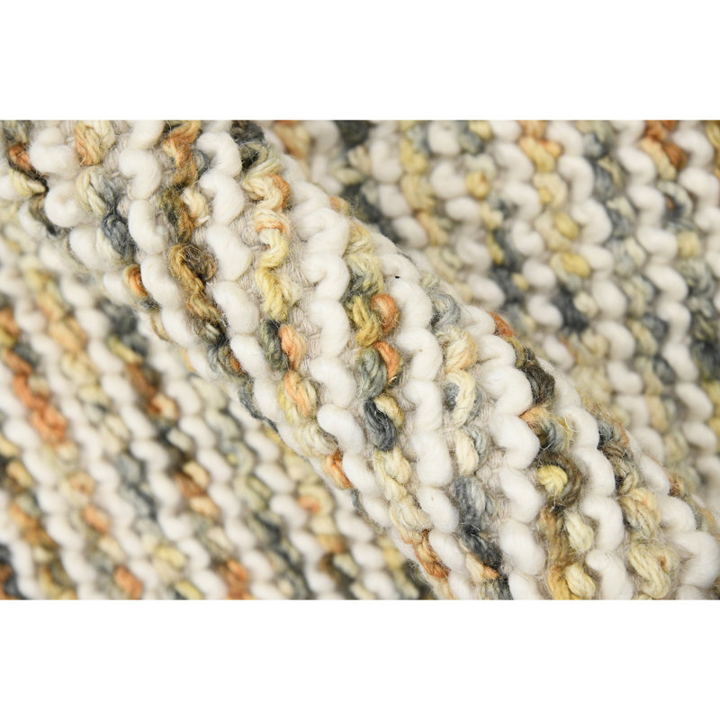 Handmade 5' x 7' Orange Stripe Wool Area Rug