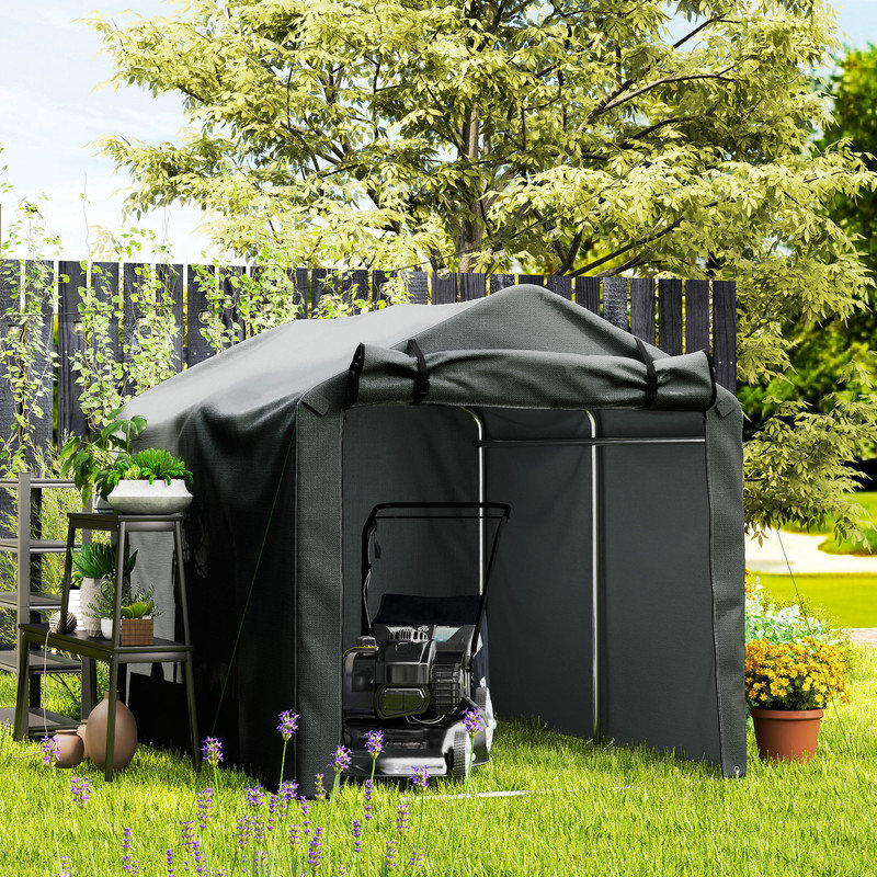 Galvanised Frame 2.2x1.6m Garden Storage Tent, Dark Grey, Waterproof Anti-UV with Roll-up Zipper Door for Bike Storage