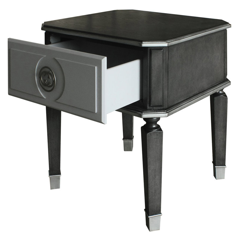 Table de bout à 1 tiroir gris anthracite et gris - Espace de vie élégant gris anthracite et gris