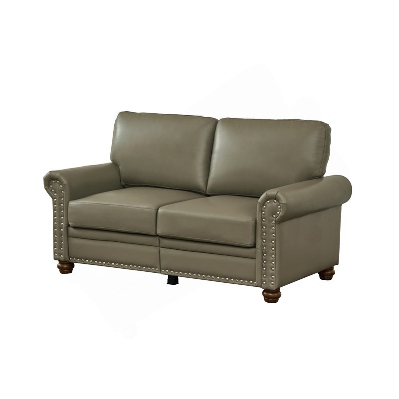 Fauteuil de salon en similicuir taupe, Gris, H 34,5 po x l 31,89 po x P 59,45 po, 2