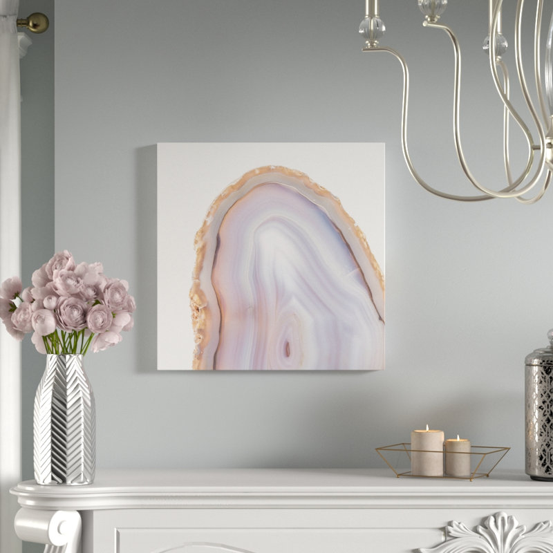 Rose Quartz, impression sur toile tendue, H 18 po x l 18 po x P 1,5 po, Toile avec cadre noir, Pas de tapis
