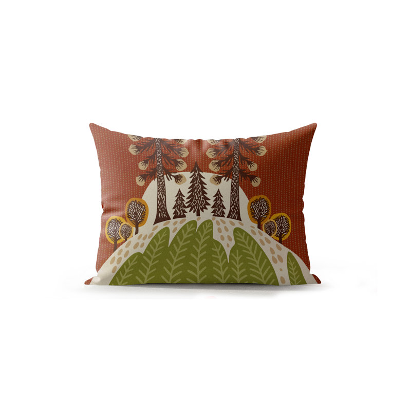 Tilo Microsuede Rectangular Pillow, Brown/Green/Beige
