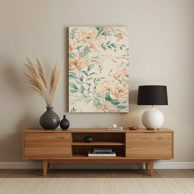 Aquarelle florale, art mural en métal beige 3