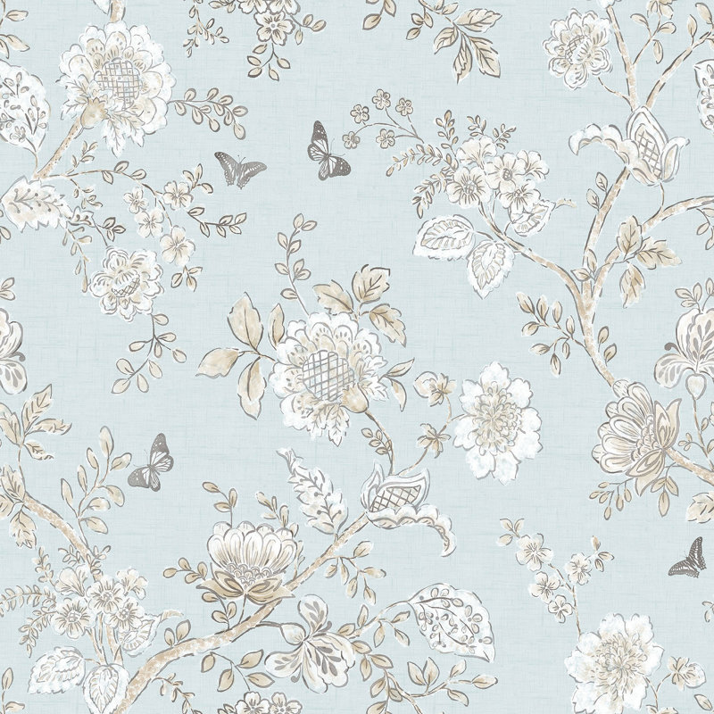Piumafua 10m x 52.8cm Matte Wallpaper Roll, Blue/Cream