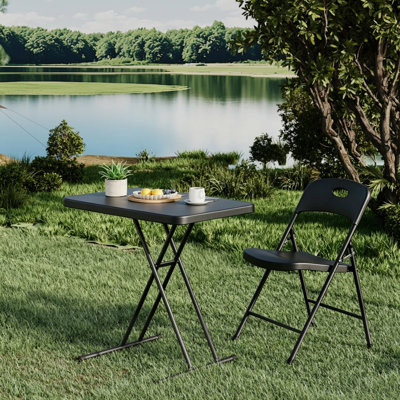  Table pliante à hauteur ajustable, capacité de 200 lb pour la salle à manger, le camping et le bureau, noir