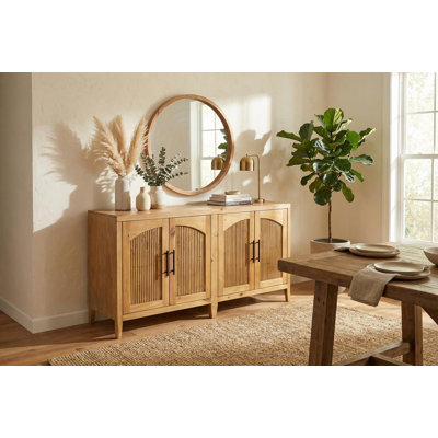 Buffet en bois massif avec meuble télé en bois de pin naturel