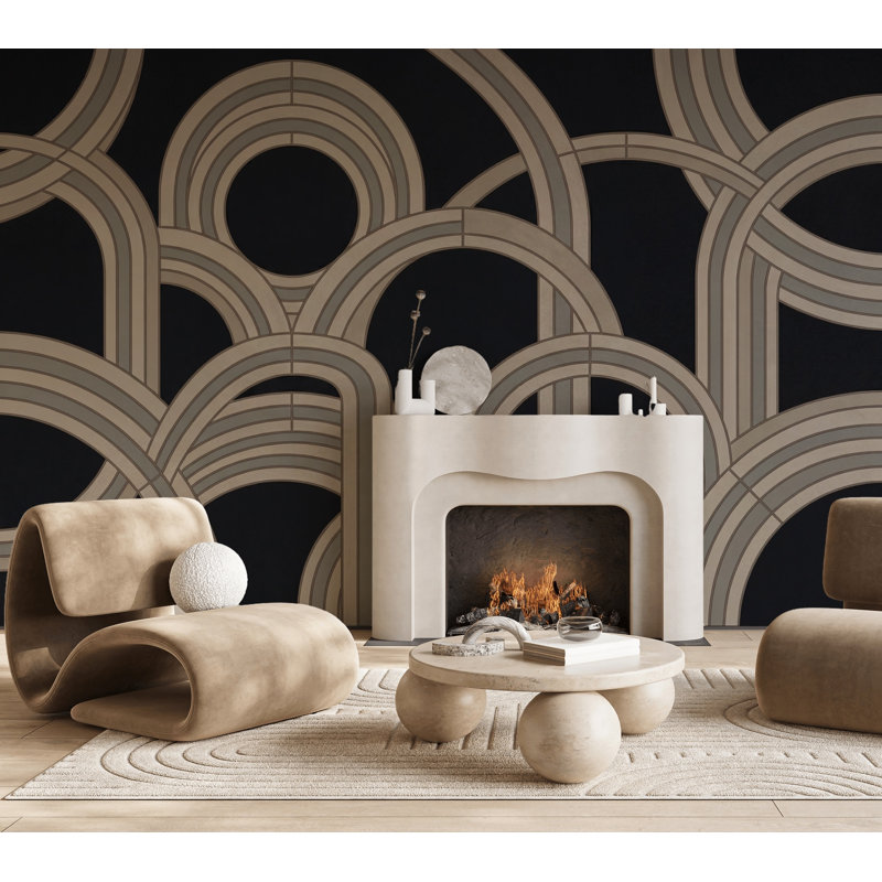 Papier peint entrelacé art déco moderne Glam amovible, 100 po x 96 po, Non tissé