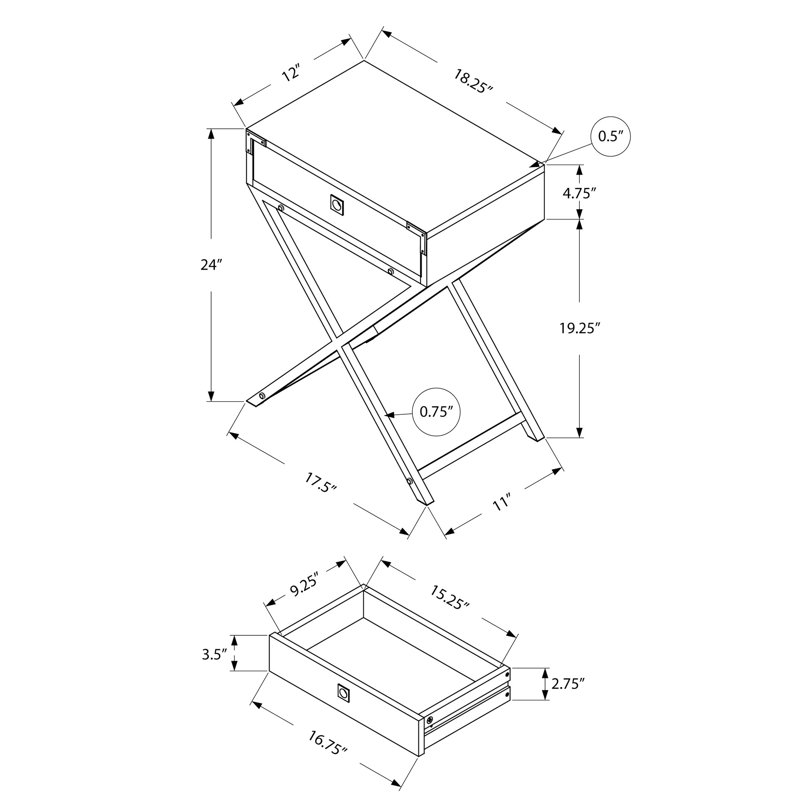 Table de chevet compacte avec rangement - Poignée en métal doré et stratifié pour glissières de tiroir de table contemporaines