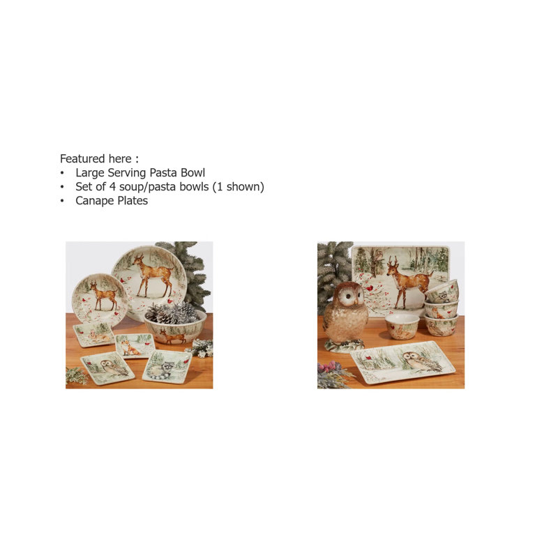 Winter Reindeer Ceramic Rectangular Serving Platter