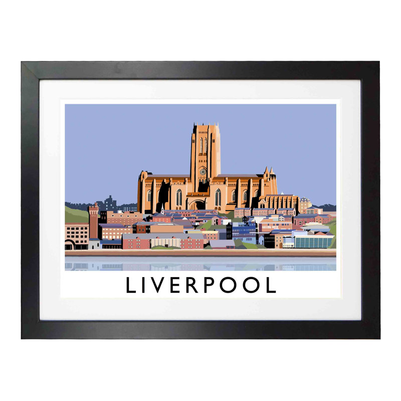 Liverpool by Richard O'Neil - Print, 33.5 cm H x 43.5 cm W x 2.2 cm D, Black Wood Frame