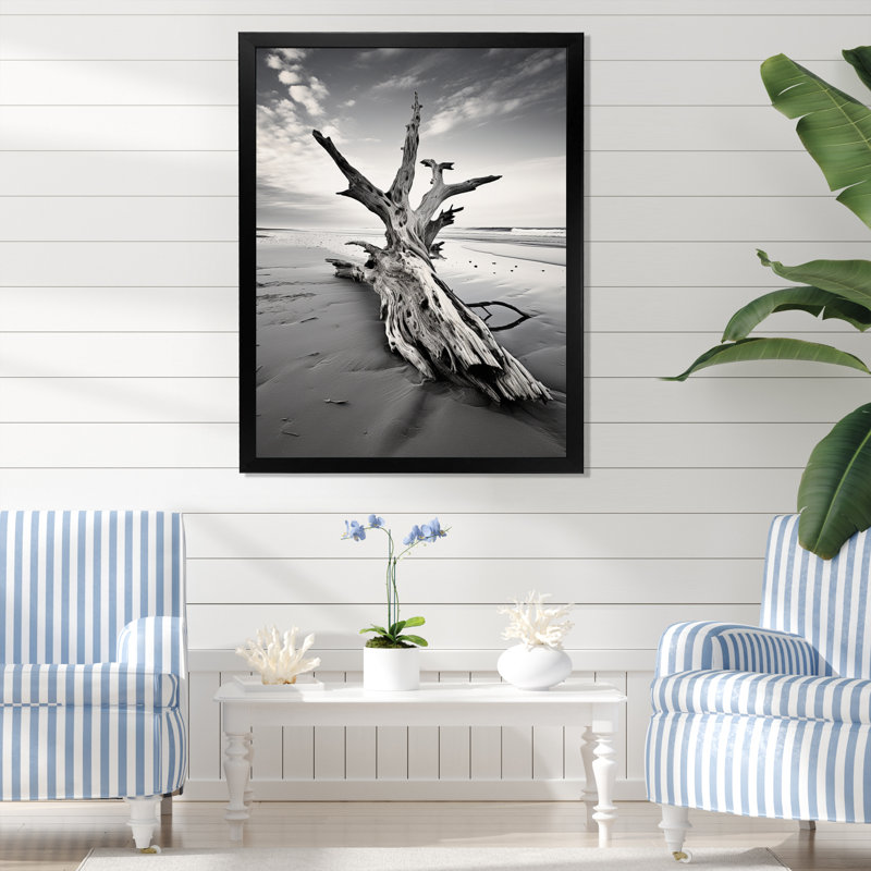 Plage de bois flottant photo III, Cadre photo noir, H 20 po x l 12 po x P 1 po