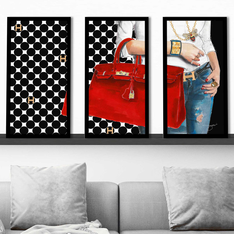 "Hermes Day" par Jodi - 3 pièces encadrées, L 52,5 po x H 33,5 po x P 1 po