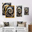 Vitrail doré noir et blanc V - spirales abstraites, art mural pour le salon-87394945-87394946