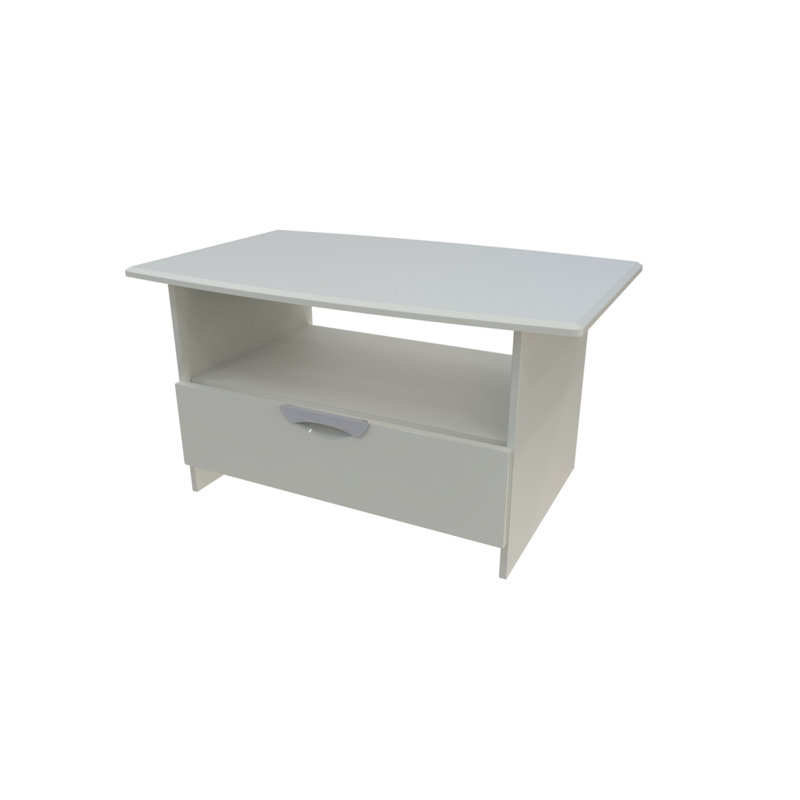 Fully Assembled Bahamas Solid Coffee Table with Storage, Light Grey