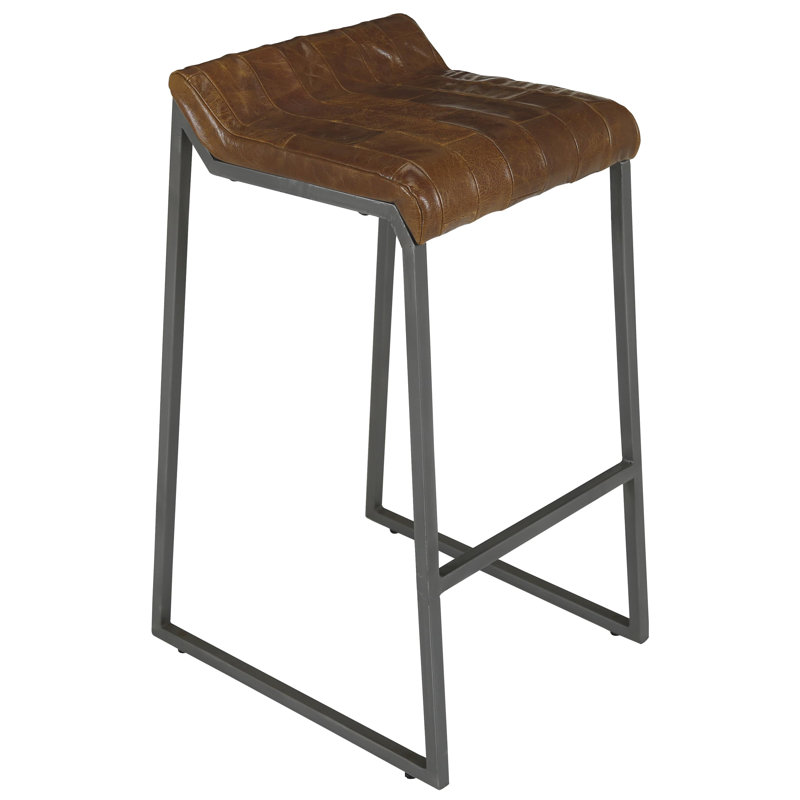 Martiana Upholstered Counter Stool with Metal Frame, Heritage Bark Brown
