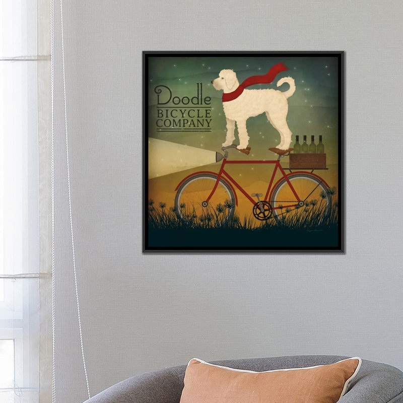 «Doodle Bicycle Company», estampe numérique sur toile tendue avec châssis, H 18 po x l 18 po x P 1,5 po, Pas de tapis