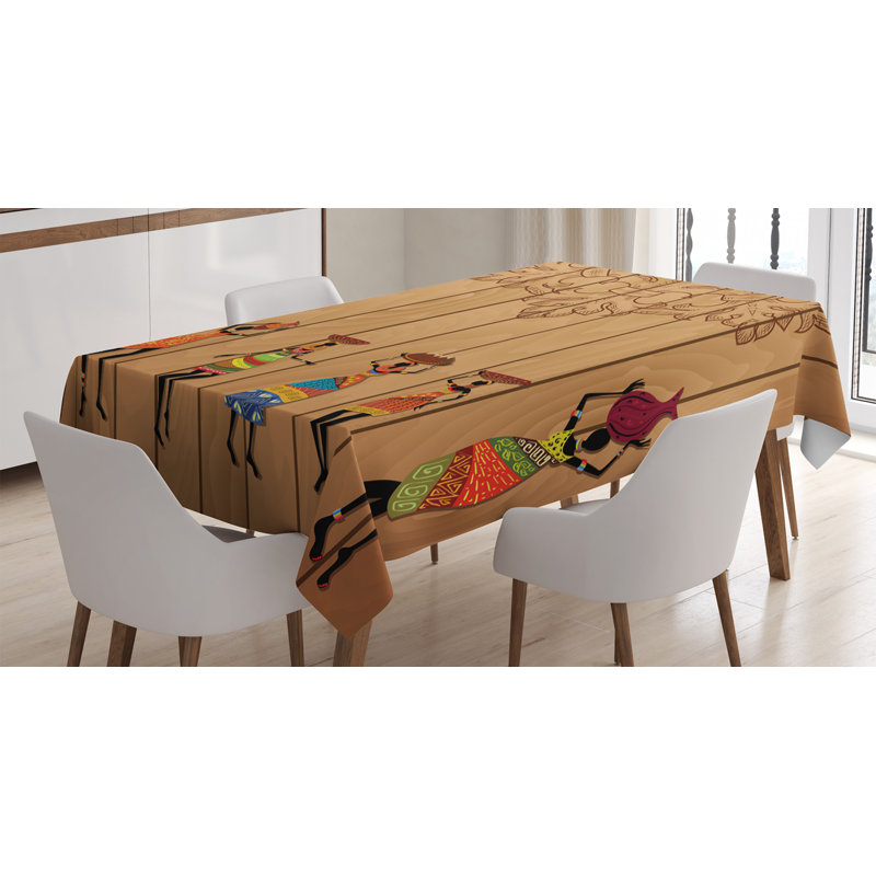 Girls Vintage Wooden Texture Female Fashion Art Concept Tablecloth, 84" x 60"