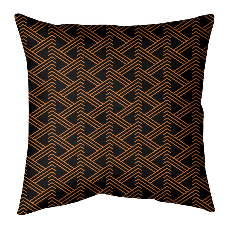 Coussin décoratif 14 po, 16 po x 1 po, Orange foncé / noir, Géométrique