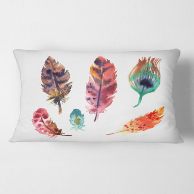 Ensemble de plumes colorées Boho II - Oreiller imprimé bohémien et éclectique