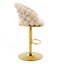 Ensemble de 2 tabourets de bar beige en velours à chaîne boule avec pieds dorés, capitonné moderne réglable pour la cuisine et la maison