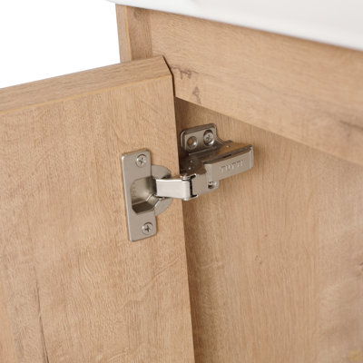 Meuble-lavabo mural 24 po avec lavabo en céramique blanche et porte à fermeture en douceur
