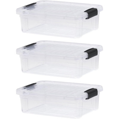 Bacs de rangement transparents avec couvercles, paquet de 3 - Boîtes de rangement en plastique pour la maison
