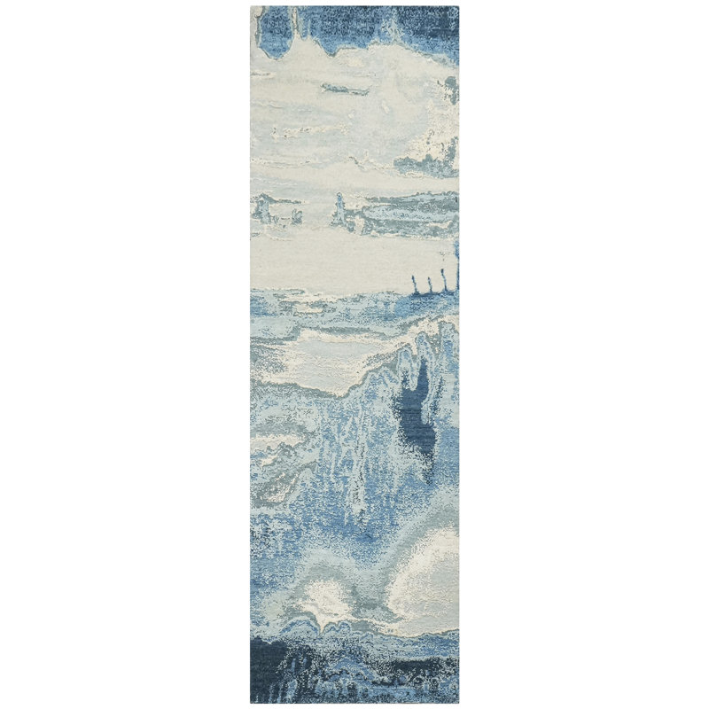Abstract Area Rug in Silver/Blue/Gray