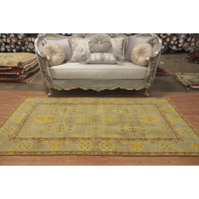 Tapis indien transitionnel fait à la main 5 x 8 po Oushak