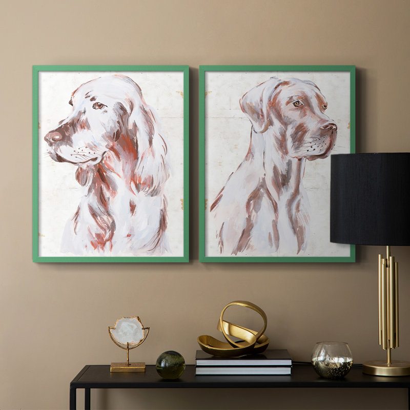 «Sitting Dog III», reproduction encadrée de qualité supérieure - prête à être accrochée - aucun clou requis - aucun clou requis