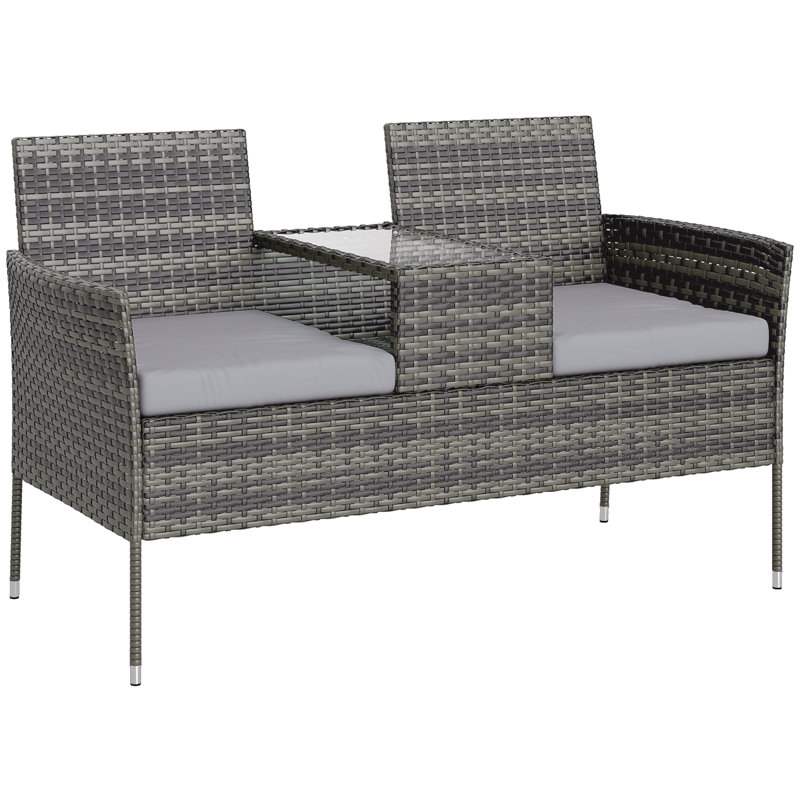 RattanLoveseat with Built-in Coffee Table