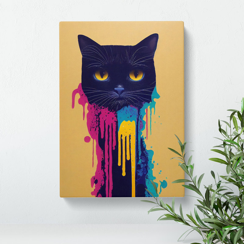 Cat Paint Drips No.3 - Wrapped Canvas, 76cm H x 50cm W x 3cm D