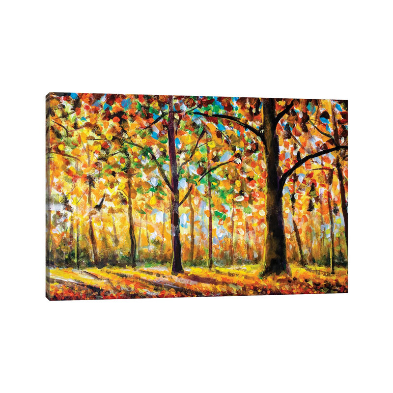 Autumn Forest Landscape - Wrapped Canvas Painting, 20.32 cm H x 30.48 cm W