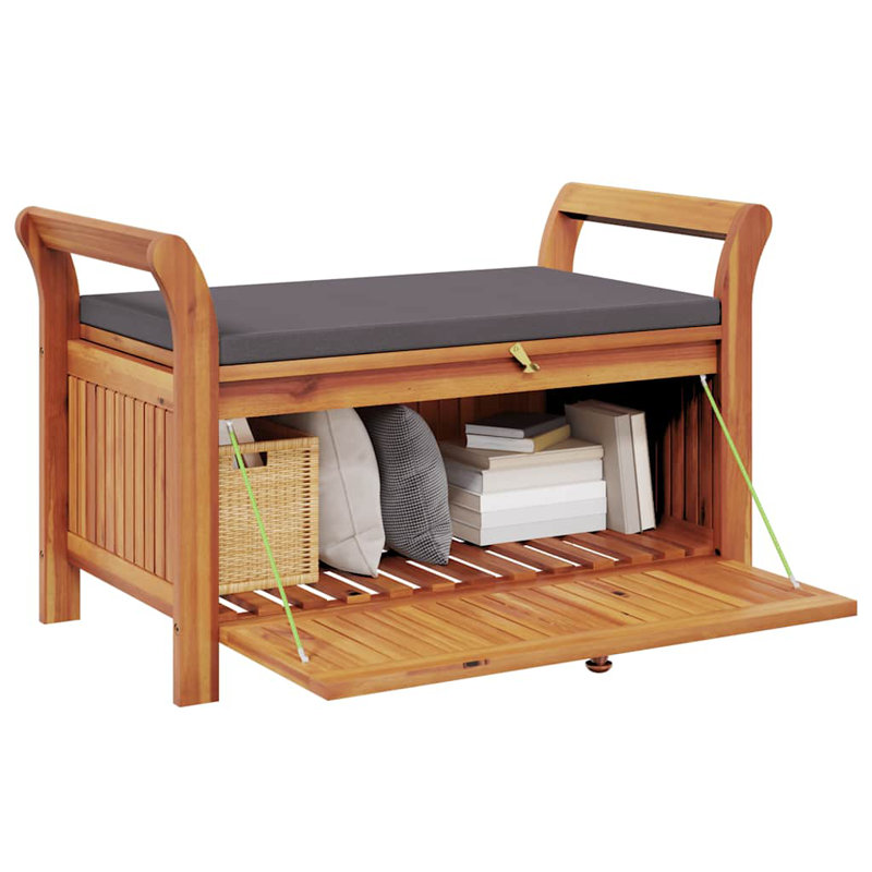 Banc de rangement de jardin gris foncé et brun