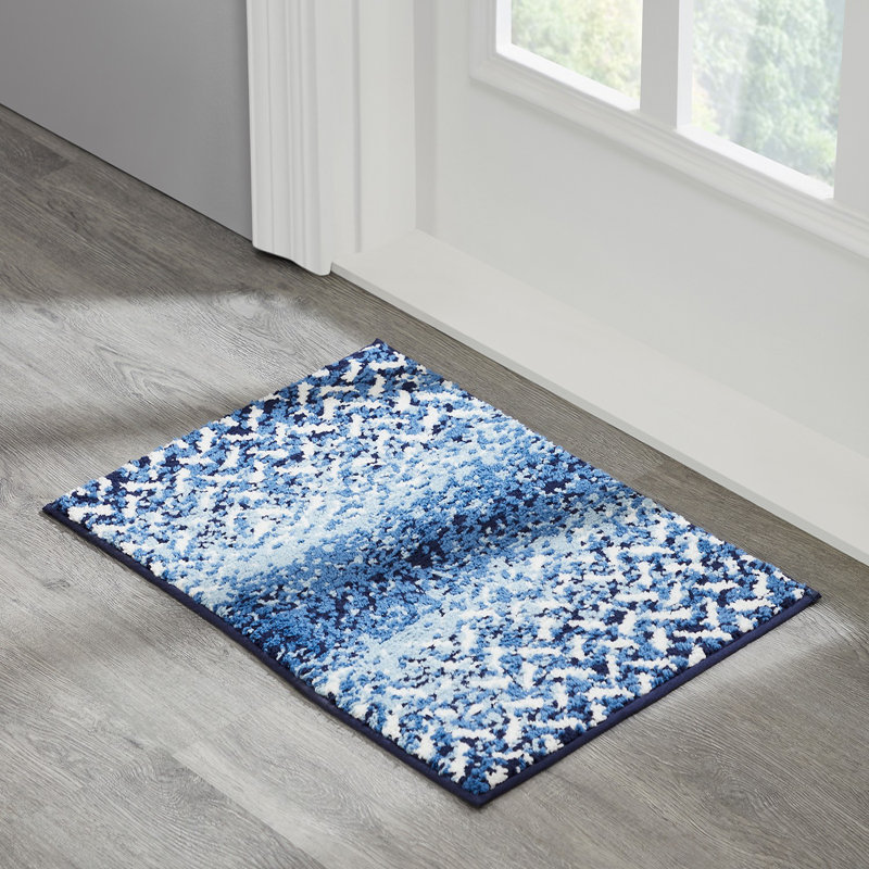 Tapis pour salle de bain Lucertia avec envers antidérapant et tapis de bain lavables, Bleu
