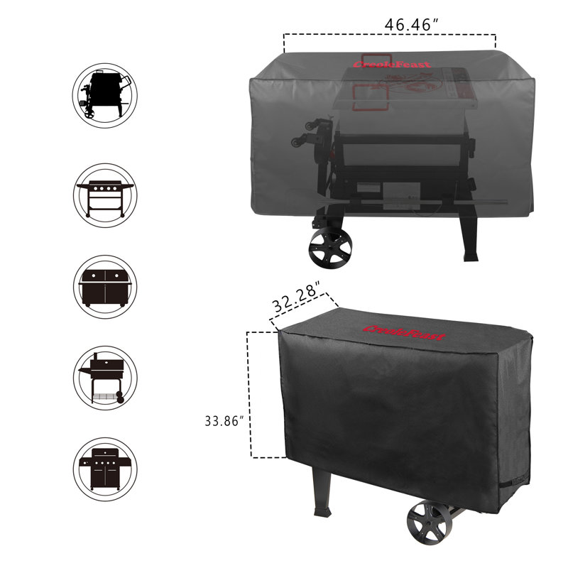 Creole Feast 47" Black Heavy-Duty Waterproof Grill Cover
