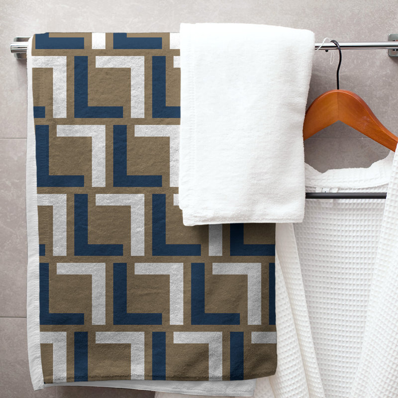 Serviette de bain, Or New Century / bleu millénaire / blanc