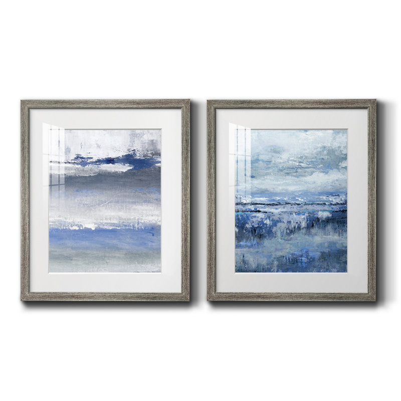 «Soft Solace Indigo», reproduction encadrée de qualité supérieure - prête à être accrochée