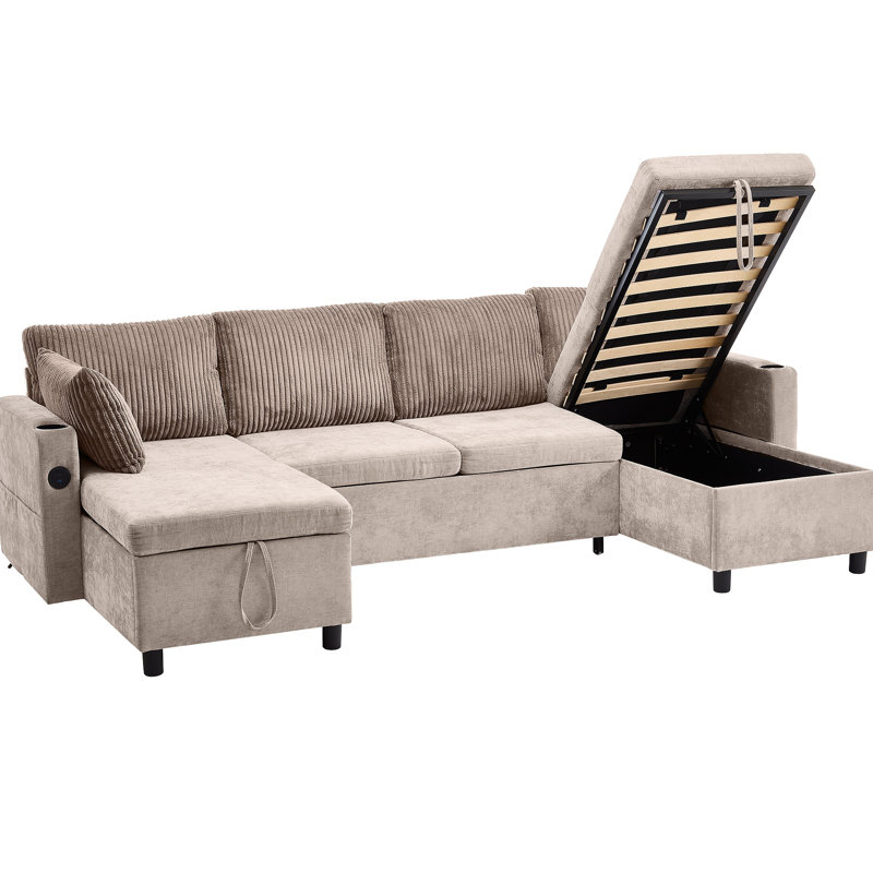 Canapé-lit modulaire 1113,4 po, Brun