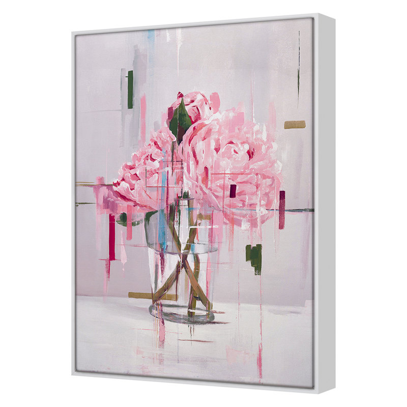Peonies Vase Print by Hong, Hoa, White Framed, 47" H x 35" W