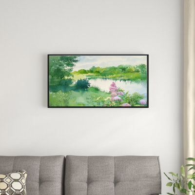 «Green Riverside Land Watercolor», reproduction sur toile