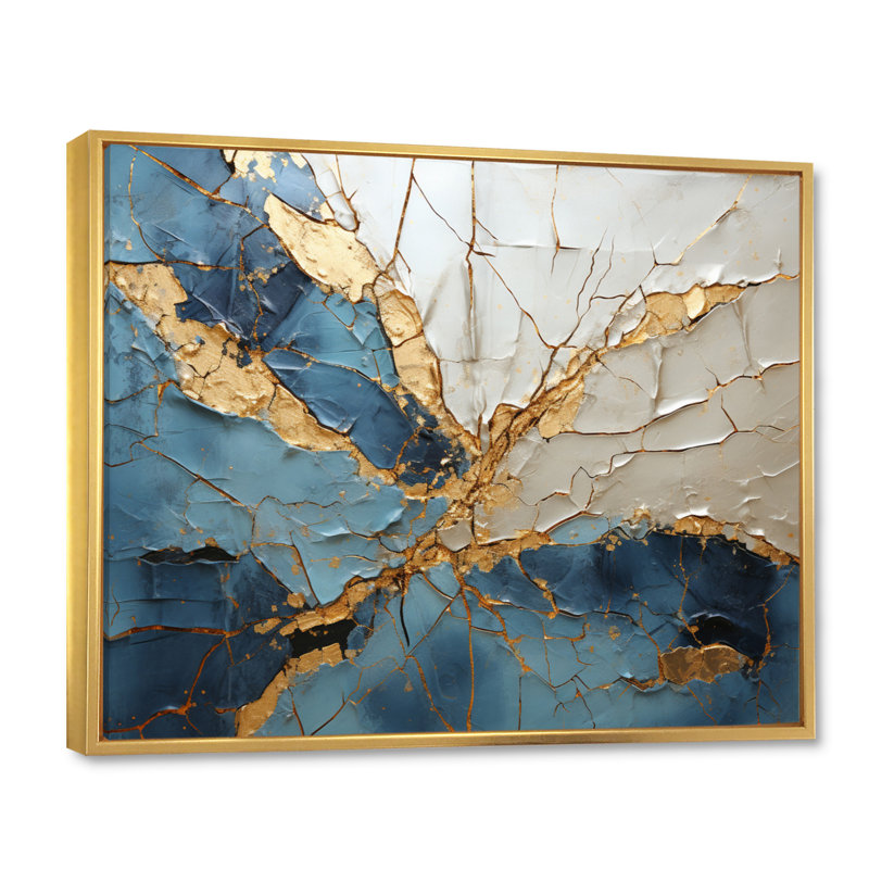 Lightning Electric Veins Patchwork II, reproduction d'art sur toile, H 30 po x l 40 po x P 1,5 po, Cadre flottant doré