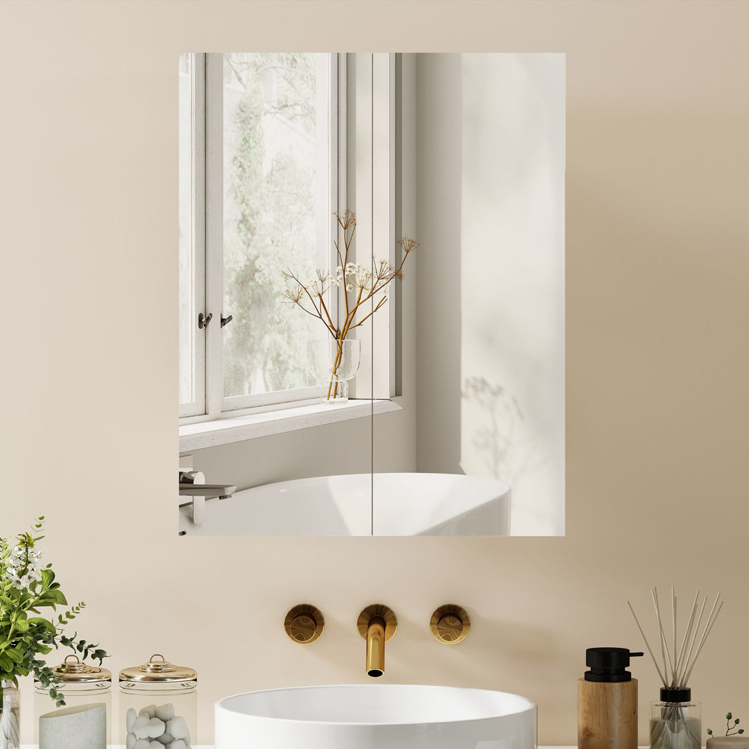 Wall Mount Mirror Cabinet Bathroom Storage - White - Image 3